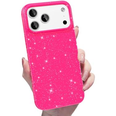 Imagem de Finyosee Capa brilhante para iPhone 17 Pro, linda capa de silicone brilhante, brilhante, fina, fina, brilhante, capa protetora de borracha gel de TPU macio para mulheres e meninas de 6,3 polegadas