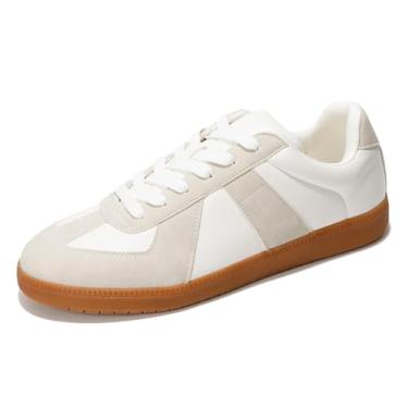 Imagem de Project Cloud Tênis de couro masculino – Palmilha de espuma viscoelástica antiderrapante sapatos casuais para homens – Tênis moderno de couro vegano leve (Dixon), Branco, 41