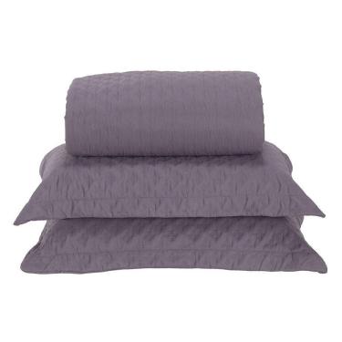 Imagem de Kit Cobre Leito Milão Casal 3 Peças 100% Poliéster - Lavanda / Branco