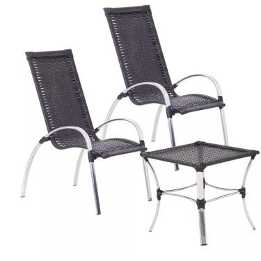Imagem de Jogo 2 Cadeiras Mini Garden E Mesa Emily Para Area Piscina V Preto