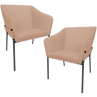 Imagem de Kit 2 Cadeiras Para Sala De Jantar Estar Living Olívia L02 Linho Rosê 