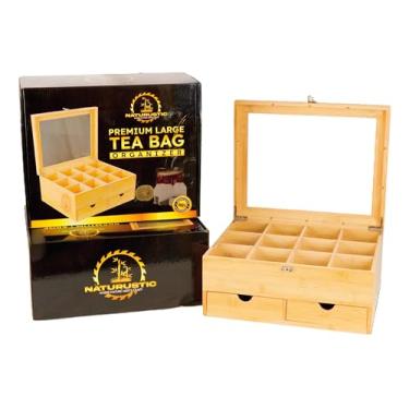 Imagem de Organizador de saquinhos de chá grandes de bambu natural premium