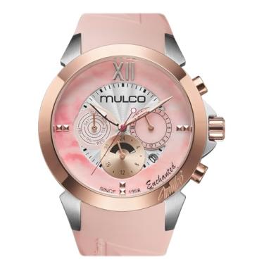 Imagem de MULCO Relógio feminino Enchanted Quartz – Caixa de aço inoxidável de 46 mm, movimento Miyota JP25 analógico de quartzo, à prova d'água, 10 ATM, pulseira de silicone, multifuncional, bateria SR621SW