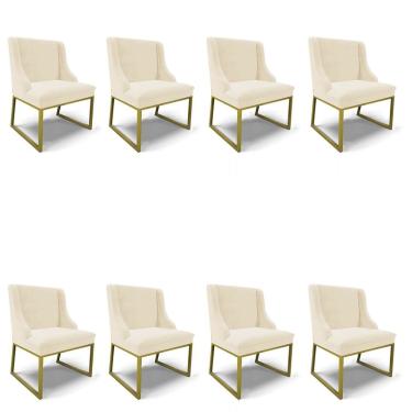 Imagem de Cadeira Sala De Jantar Industrial Dourado Kit 8 Liz Veludo D03 - D'rossi Rose