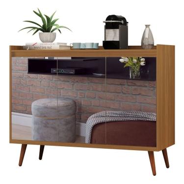 Imagem de Buffet Aparador Retrô Com Espelho Delux 3 Portas Freijó - Moveisaqui