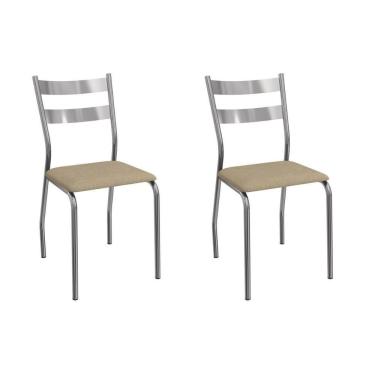 Imagem de Cadeira Sala De Jantar Bali 2c141cr Aço Kit 2 Un Cromado-ano Capuccino - Kappesberg