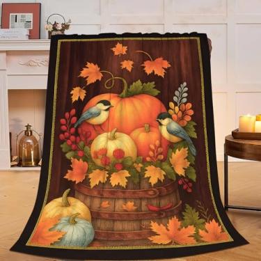 Imagem de Cobertor de abóbora para outono, supermacio, quente, fofo, fazenda, flanela, fazenda, outono, aconchegante, felpudo, ação de graças, cobertores, presentes para mulheres, crianças, meninos, meninas