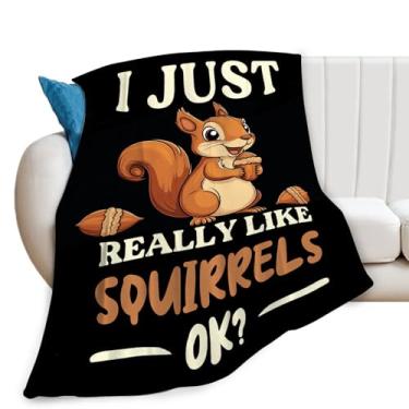 Imagem de Cobertor de esquilo fofo I Just Really Like Squirrels cobertores presentes para meninas, meninos, crianças, amantes de esquilos, pelúcia macia e aconchegante de lã para sofá-cama 127 x 101 cm