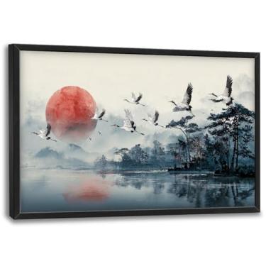 Imagem de Arte de parede grande para sala de estar guindaste japonês decoração de parede imagens chinesas pinturas orientais asiáticas impressões tradicionais do Japão grande arte de tinta decorações