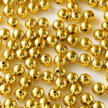 Imagem de Laopottbeads 350 peças de contas douradas de 10 mm para fazer joias, kit faça você mesmo para pulseiras, brincos, colares e tornozeleiras