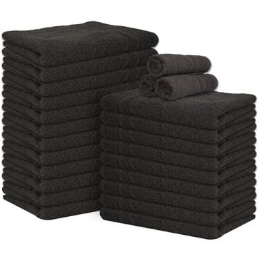 Imagem de Cinara Bed & Bath Toalhas de mão premium 100% algodão – macias, de secagem rápida e altamente absorvente – 40,6 x 70 cm, pacote com 24 – ideal para banheiro, salão, academia, spa e uso diário – cinza