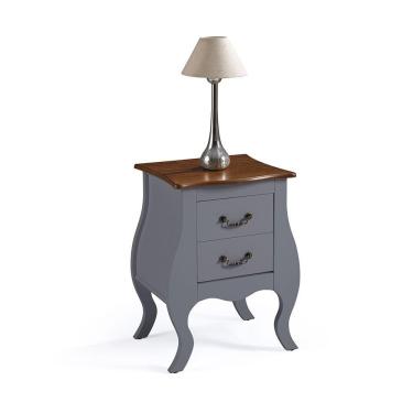 Imagem de Mesa de Cabeceira Bombê Antique 2 Gavetas Laca Cinza