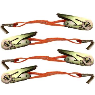 Imagem de Catraca Movel Amarraçao De Carga Gancho Em J Kit 4 Uni Reforçado Resistente Obra Peso Caminhao Moto Mudança