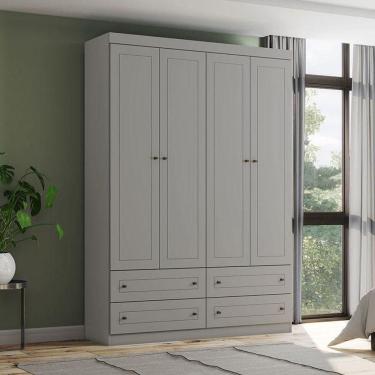 Imagem de Guarda Roupa Infantil Americano Ambiente 4 Portas Cinza - Henn
