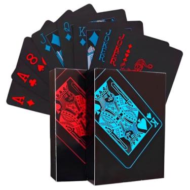 Imagem de Baralho Black Poker Premium, Cartas à Prova D'água, Plástico Laminado, Preto com Detalhes em Vermelho ou Azul, 54 Cartas (Vermelho)