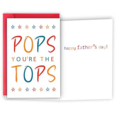 Imagem de HEJOYN Presentes de cartão de dia dos pais para papai papai, presente de dia dos pais da filha filho, cartão de feliz dia dos pais para crianças, Pops You're the Tops, presentes pop engraçados