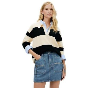 Imagem de Saia Hering Curta Jeans Cintura Média Feminina-Feminino