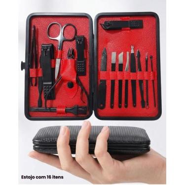 Imagem de Cortador De Unha Manicure Completo 16 Pç Com Estojo Alicate Tesoura Pi