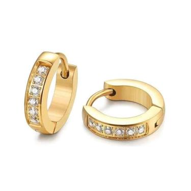 Imagem de CHARIFIN Brincos masculinos de aço inoxidável antialérgico, piercing de cartilagem, zircão cúbico, brincos de argola de ouro e prata, conjunto de brincos masculinos, Aço inoxidável, Zircônia cúbica