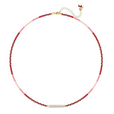 Imagem de Flourisit Colar gargantilha com contas de pedras preciosas naturais com pérola de água doce, joia de energia de cura para mulheres, presente elegante para mãe, esposa, namorada para aniversário, Natal