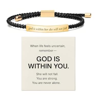 Imagem de KummerSaprk Pulseira Faith com versículos bíblicos inspiradores joias cristãs pulseiras fortes presentes de salmo para mulheres, Large, Zinco, Sem Pedra Preciosa