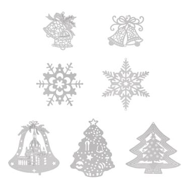 Imagem de Spritewelry Pingentes de aço inoxidável para fabricação de joias, filigrana de prata, pingentes de conector de Natal, floco de neve, sino de árvore de Natal, enfeites de metal, pingentes para