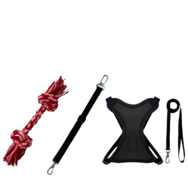 Imagem de Kit Peitoral Colete + Cinto de Segurança Pet + Osso Mordedor para Higiene Bucal | Conforto, Segurança e Limpeza para Cães e Gatos(Preto,GG)