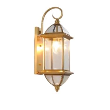 Imagem de Luminária de parede externa, toda em cobre à prova d'água, estilo americano, para entrada, corredor de pátio de casa, jardim (G Clear Light)