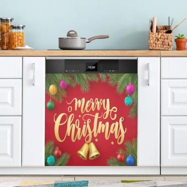Imagem de ATTX Capa magnética para lava-louças Merry Christmas, 58,4 cm C x 66 cm A, decoração da capa da máquina de lavar louça, decalques para armário doméstico e eletrodomésticos adesivos #313