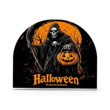 Imagem de xigua Porta-guardanapos engraçado de Halloween Grim Reaper Porta-guardanapos de papel acrílico transparente elegante para mesas Dispensador de papel de seda independente para mesa de jantar