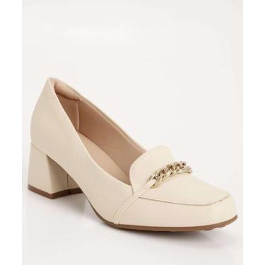 Imagem de Mocassim Loafer Feminino Salto Grosso Modare-83092, Bege, 39