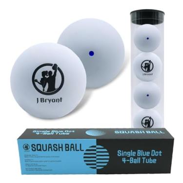 Imagem de J Bryant Bolas de squash pacote com 4, bola de squash de borracha de ponto único azul para iniciantes e crianças (branca)
