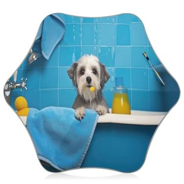 Imagem de Blueangle Guarda-chuva infantil para cães de banho para crianças de 3 a 8 anos - UV50+ guarda-chuva dobrável à prova de vento com tiras refletivas de segurança (268)