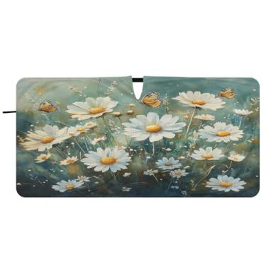 Imagem de Blueangle Aquarela Meadow Daisies Para-brisa Para-brisa - 149.9 cm x 76.2 cm Dobrável Carro Frontal Protetor Solar Blocos Raios UV Viseira de Sol (713)