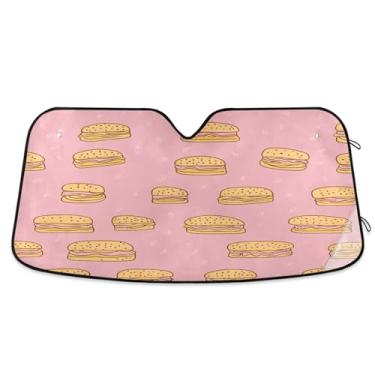 Imagem de ATTX Para-brisa de carro padrão Fast Food 134.6 cm x 59.7 cm Escudo solar universal com proteção UV, persiana de janela frontal automática dobrável para caminhões Sedans SUVs #23