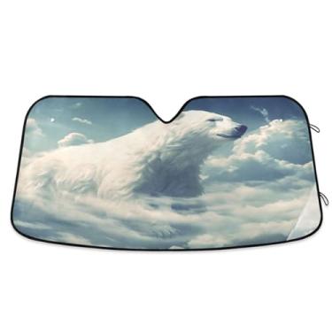 Imagem de ATTX Pára-brisas de carro pintura de ursos polares 144.8 cm x 80.0 cm escudo solar universal com proteção UV, persiana de janela frontal automática dobrável para sedãs SUVs caminhões #452