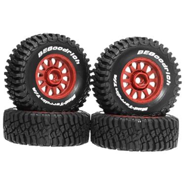 Imagem de simhoa Conjunto de 4 pneus para caminhão RC, acessórios resistentes para projetos DIY, peças de reposição profissionais para modelismo em escala 1/14 e 1/16, Vermelho