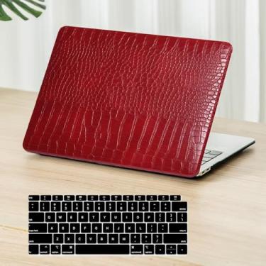 Imagem de Fancity Compatível com MacBook Air de 13 polegadas M1 A2337 A2179 A1932, capa protetora de couro PU antiarranhões e capa de teclado para Mac Air 13.3 com Touch ID (2018-2021), vermelho
