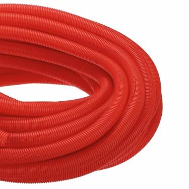 Imagem de DMiotech Tubo dividido de tear de fio de 30,5 m, protetores de cabo de conduíte flexível para animais de estimação para escritório, casa, jardim, vermelho
