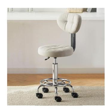 Imagem de HGTRH Banco de bar ajustável, design ergonômico com suporte para as costas e apoio para os pés e almofada de assento de espuma rotativa de alta densidade, rodízios silenciosos, base de aço reforçado