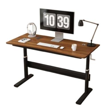 Imagem de Mesa ajustável manual, mesa de trabalho com altura ajustável, mesa de trabalho 80/100/120/140 x 60 cm, placa espessa, aço carbono, multicolorida, ergonômica para escritório, escritório, preto A 80 x