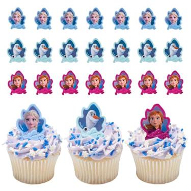 Imagem de 24 anéis de cupcake congelados 2 II Elsa, Anna e Olaf