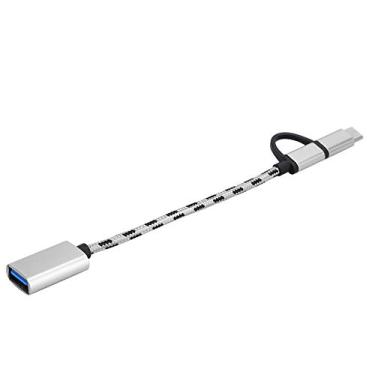 Imagem de SUNGOOYUE Cabo de Dados USB 3.0 OTG, Fiação de Transferência Tipo C 2 Em 1, Fio de Nylon e Metal de 6,7 Polegadas, Dourado/cinza, Transferência Rápida de Dados de 5 Gbps, Compatível Com Portas Micro