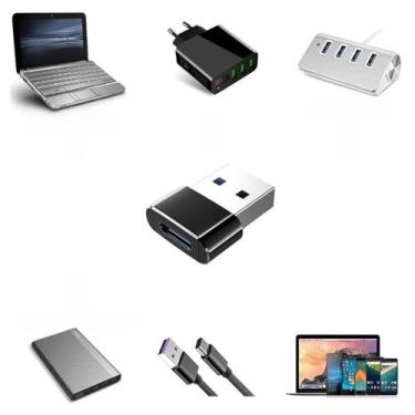 Imagem de Generic Adaptador Tipo C Fêmea para USB Macho Conector Ultra-alta Velocidade para Transferência de Dados e Carregamento para Todos Os Dispositivos Preto (Preto)