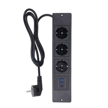 Imagem de Ymiko Faixa de Energia Montada na Parede Com 3 Tomadas, 2 Portas USB A e 1 USB C PD 20 W, Cabo de 5 Pés para Mesa, Mesa ou Bancada Branca (#11)