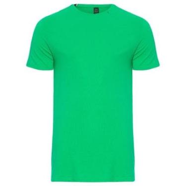 Imagem de Camiseta Replay Masculina Basic Crewneck Logo Verde-Masculino