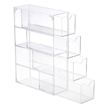 Imagem de Hipiwe Organizador de óculos de sol de acrílico com 4 gavetas, estojo transparente para óculos, armazenamento de óculos, bandeja organizadora multiuso para joias, relógio, perfume, vaidade