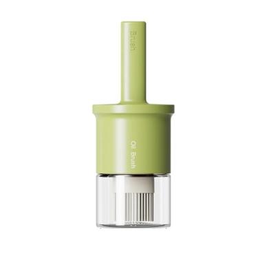 Imagem de Pote de Azeite e Óleo Moderno 2 em 1 - Dispensador de Vidro com Pincel Aplicador de Silicone Integrado - Cozinha Prática e Higiênica (Cor Verde)