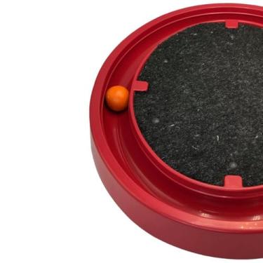 Imagem de Arranhador para Gatos com Bolinha Interativa, Vermelho, Brinquedo com Trilha Circular