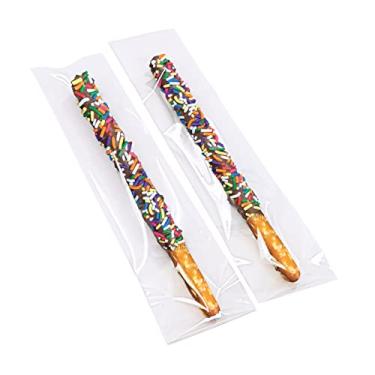 Imagem de Wowfit 200 sacos plásticos transparentes de celofane de 5 x 25 cm, sacos de plástico de celofane autoselantes para petiscos de violoncelo resseláveis, bons para varões de Pretzel, doces, embrulhos de joias, presentes de caneta e mais